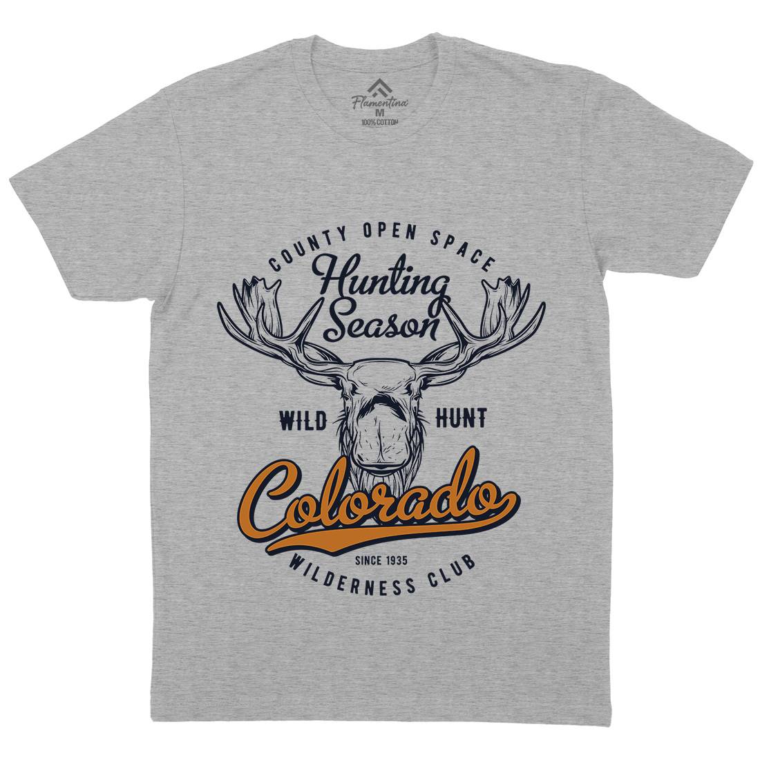 Moose Hunt Mens Organic Crew Neck T-Shirt Animals B823