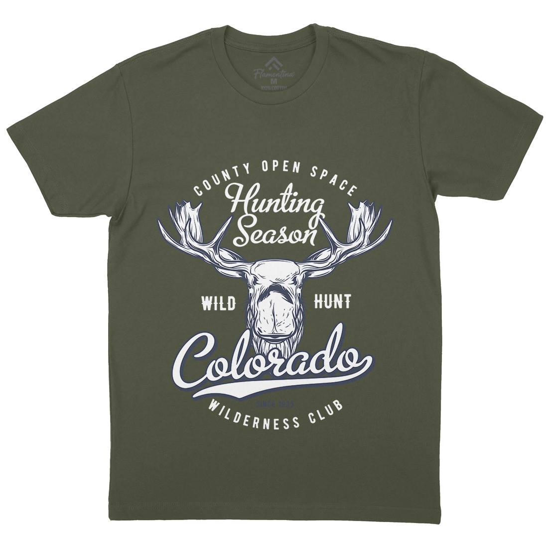 Moose Hunt Mens Crew Neck T-Shirt Animals B823