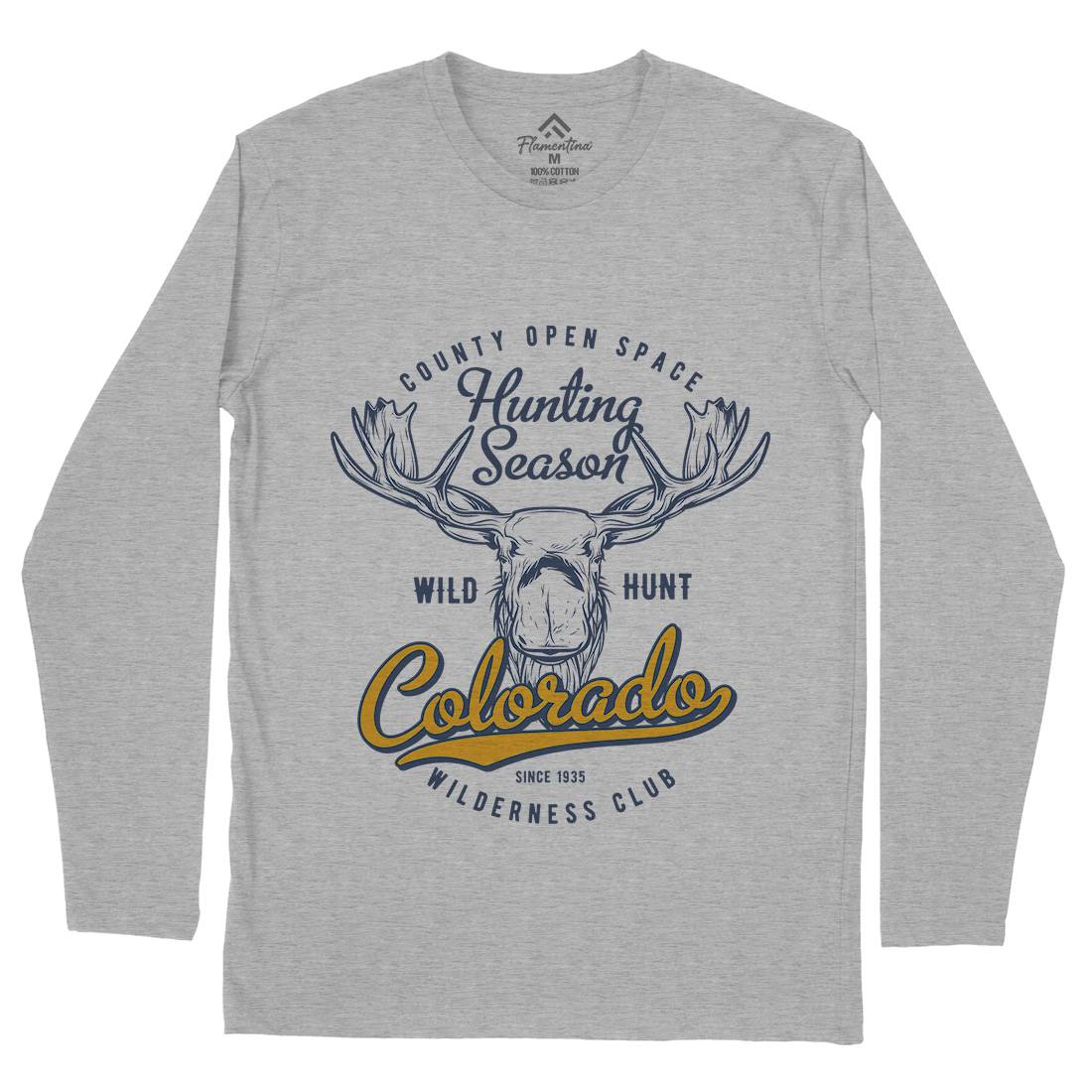 Moose Hunt Mens Long Sleeve T-Shirt Animals B823