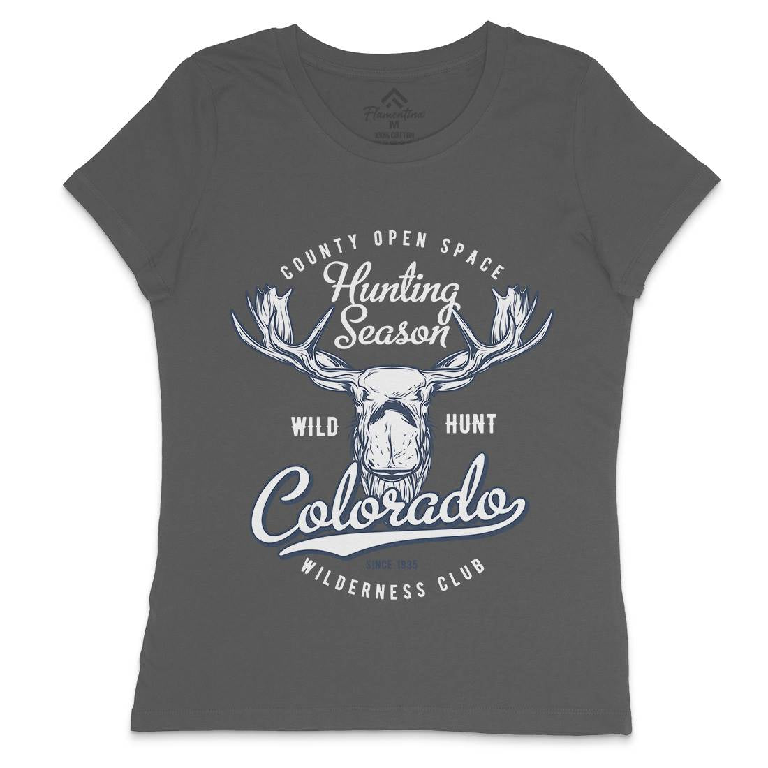 Moose Hunt Womens Crew Neck T-Shirt Animals B823