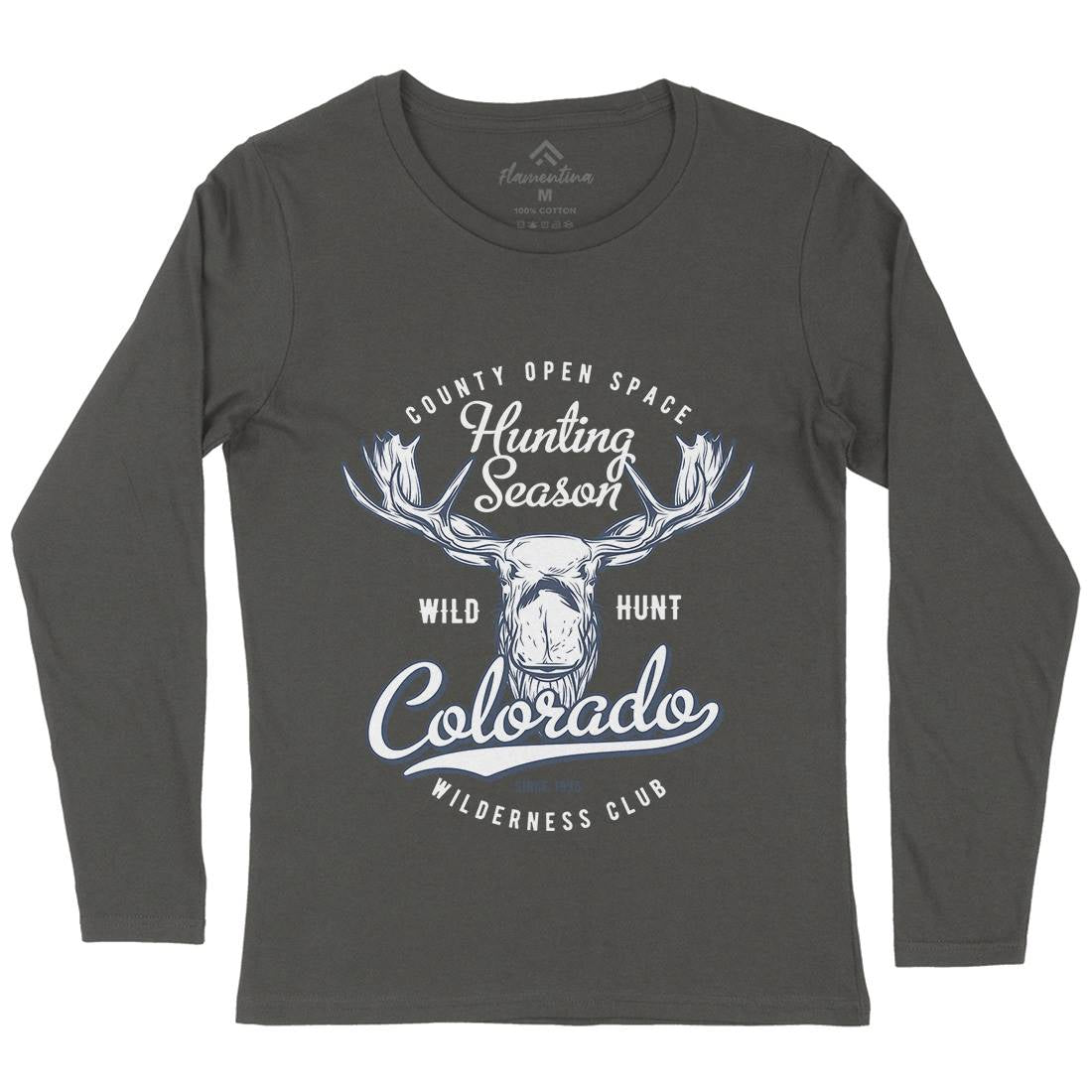 Moose Hunt Womens Long Sleeve T-Shirt Animals B823