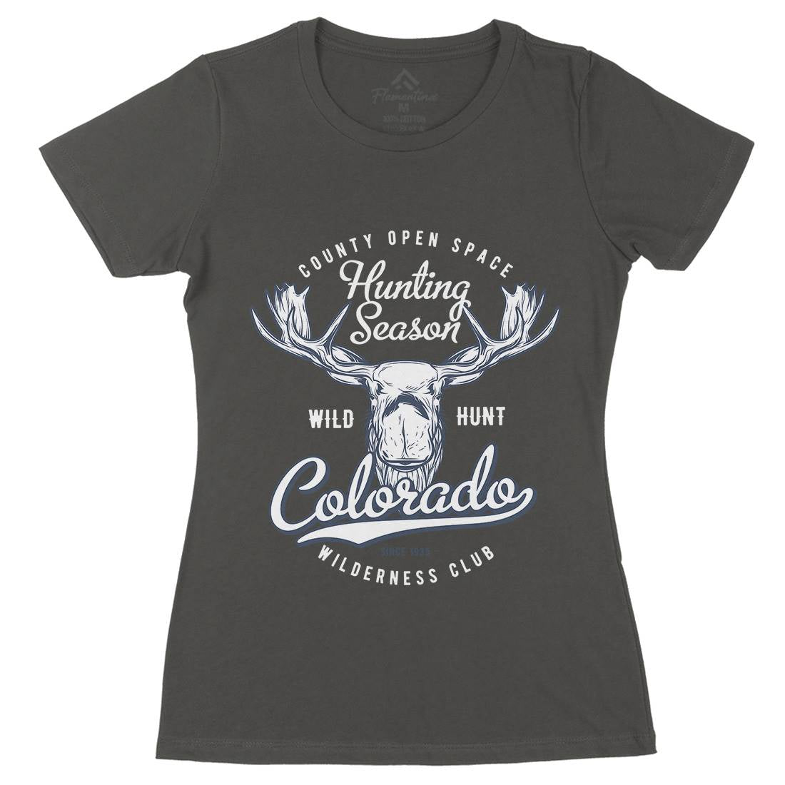 Moose Hunt Womens Organic Crew Neck T-Shirt Animals B823