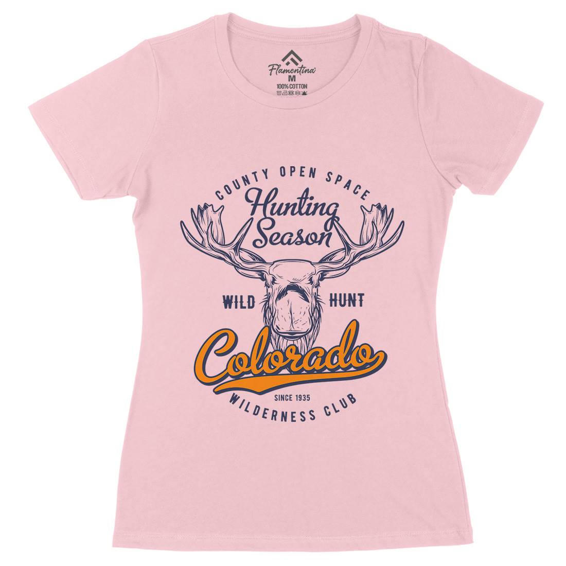 Moose Hunt Womens Organic Crew Neck T-Shirt Animals B823