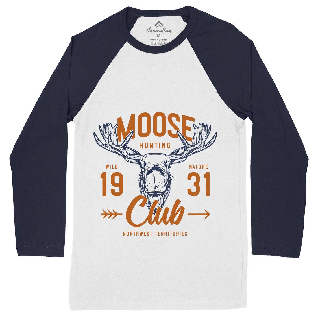 Moose Hunt Mens Long Sleeve Baseball T-Shirt Animals B824