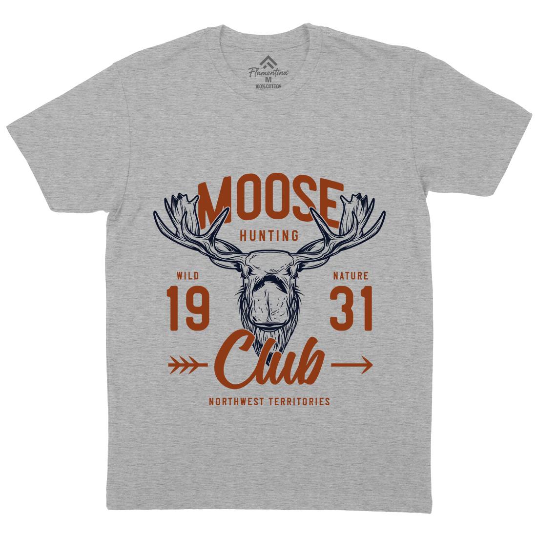 Moose Hunt Mens Crew Neck T-Shirt Animals B824