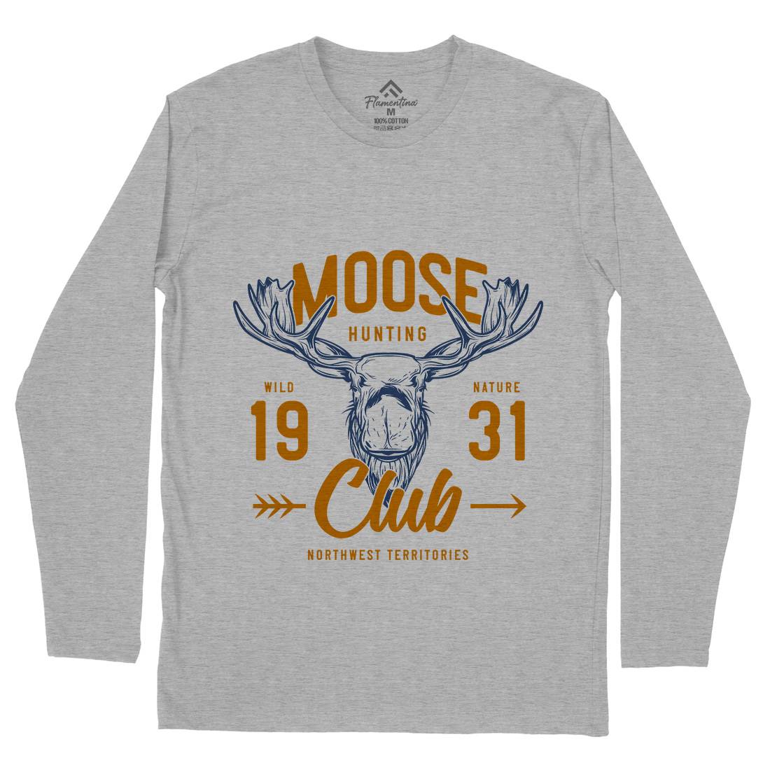 Moose Hunt Mens Long Sleeve T-Shirt Animals B824