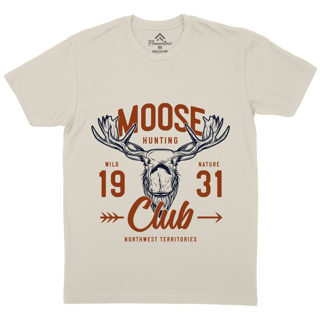 Moose Hunt Mens Organic Crew Neck T-Shirt Animals B824