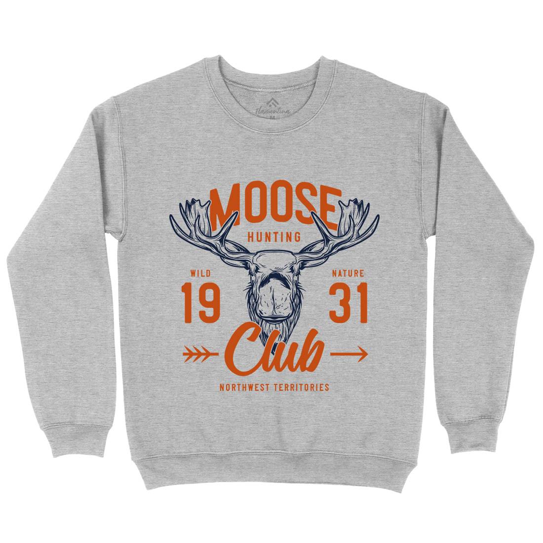 Moose Hunt Mens Crew Neck Sweatshirt Animals B824