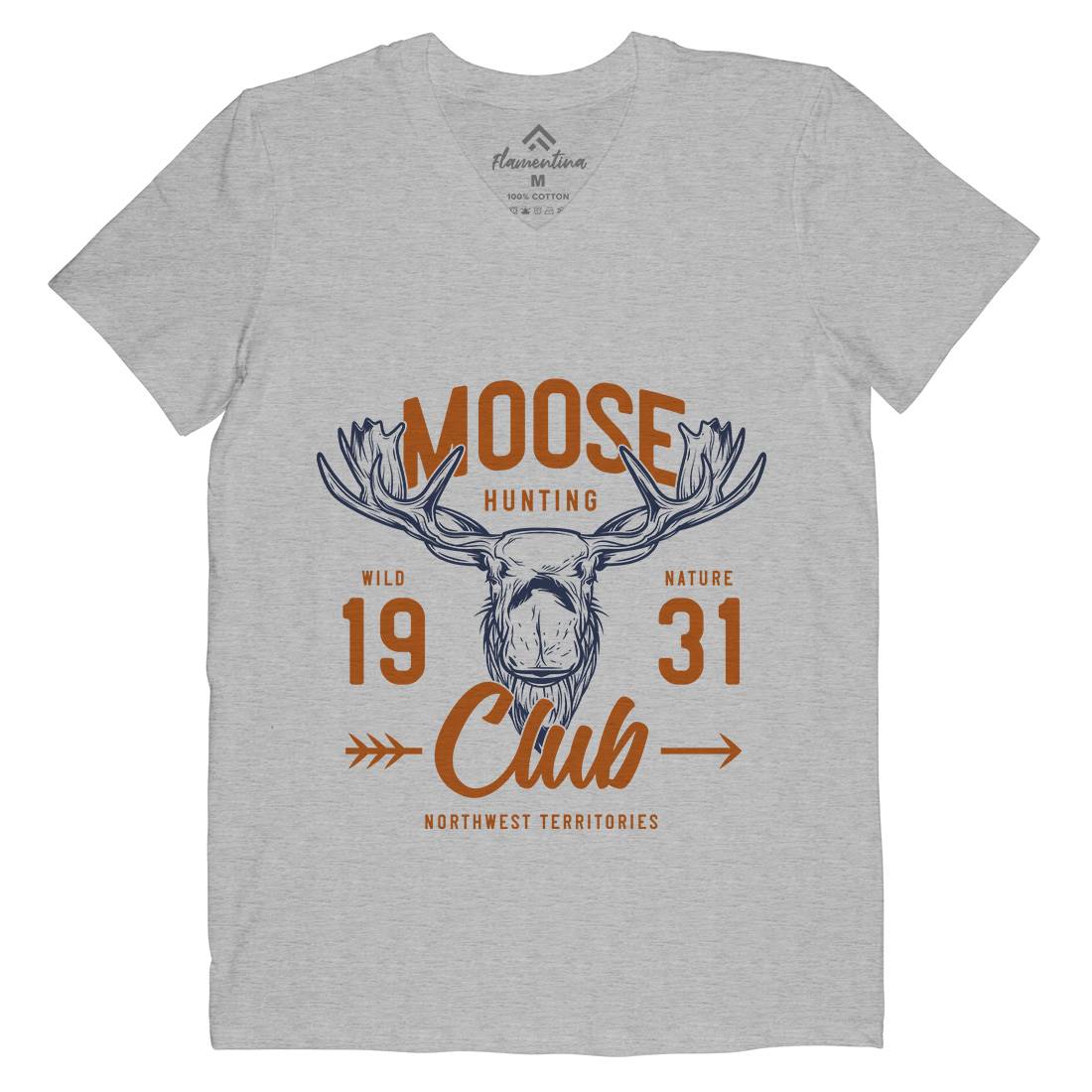 Moose Hunt Mens V-Neck T-Shirt Animals B824