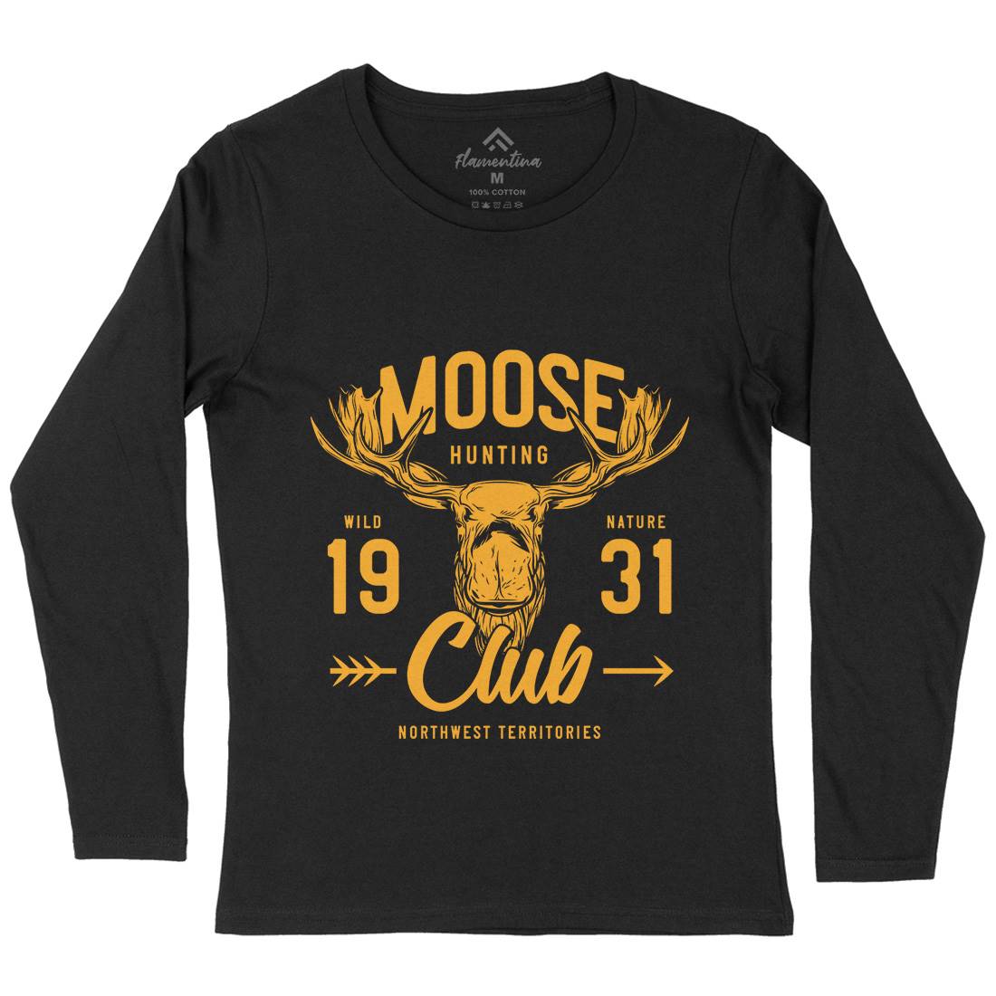 Moose Hunt Womens Long Sleeve T-Shirt Animals B824