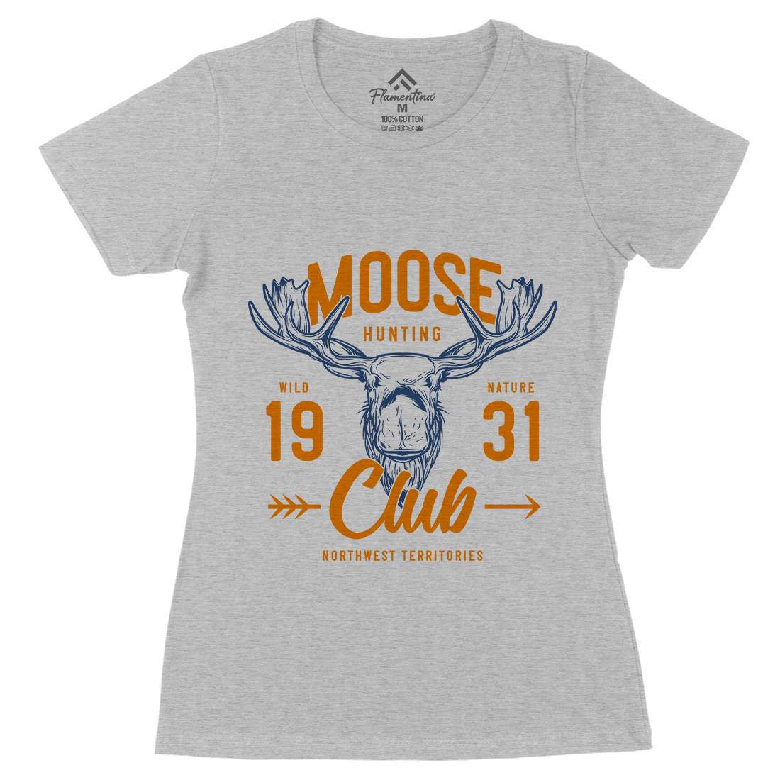 Moose Hunt Womens Organic Crew Neck T-Shirt Animals B824