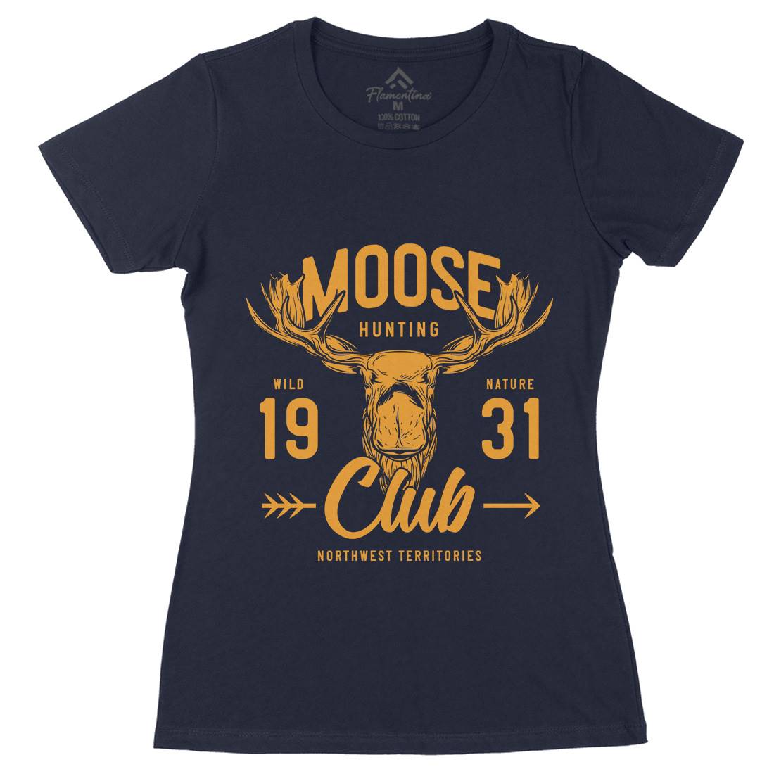 Moose Hunt Womens Organic Crew Neck T-Shirt Animals B824