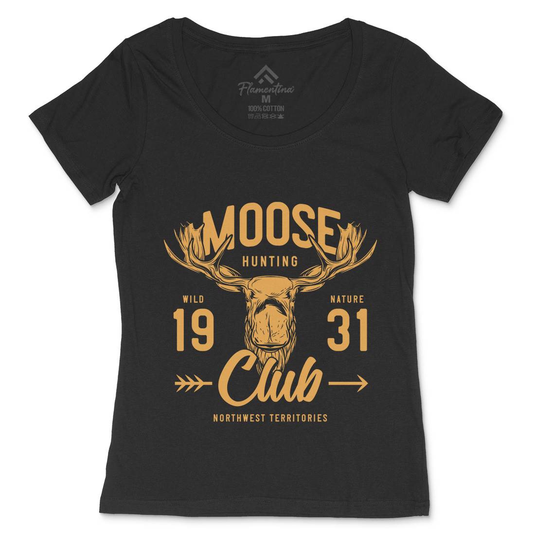 Moose Hunt Womens Scoop Neck T-Shirt Animals B824
