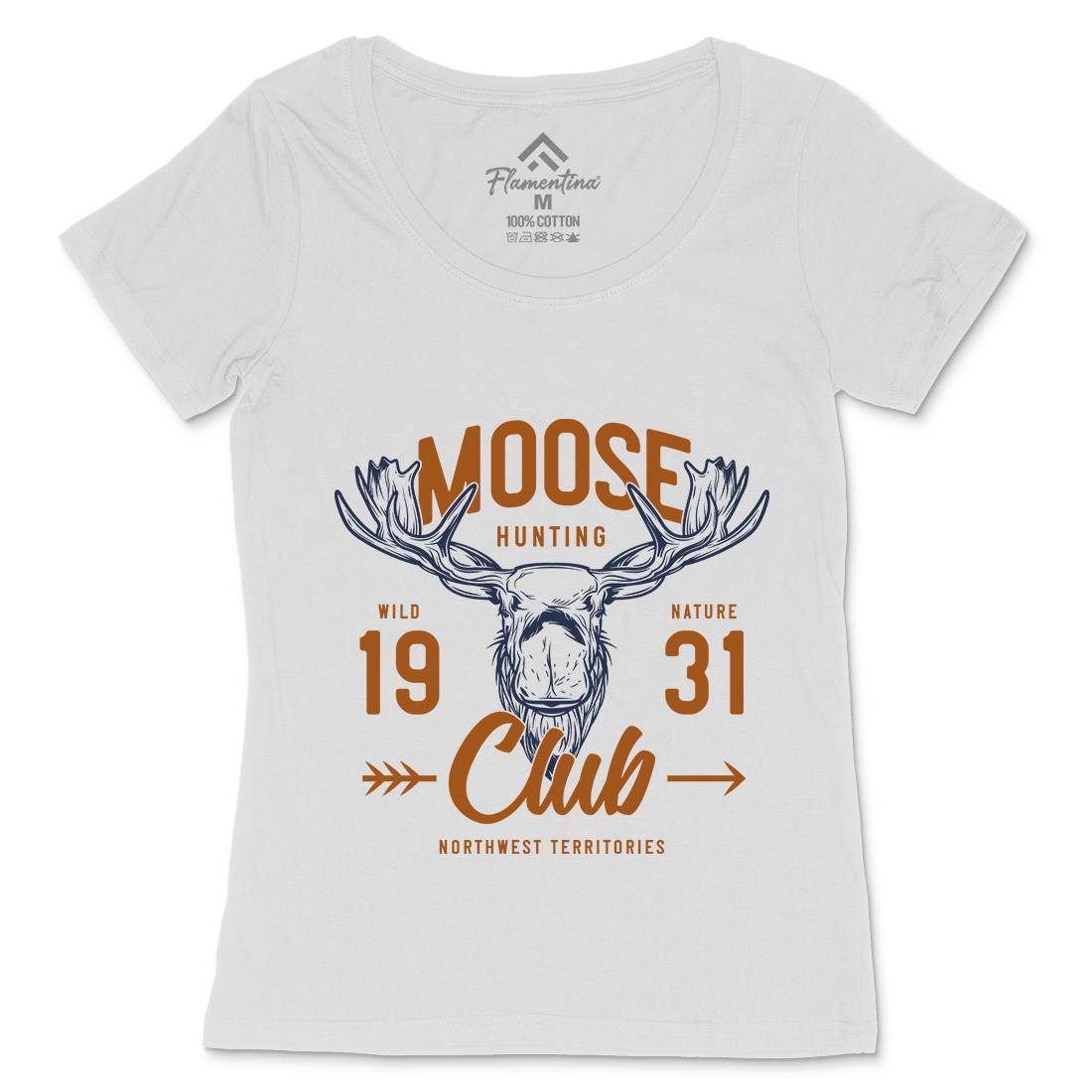 Moose Hunt Womens Scoop Neck T-Shirt Animals B824