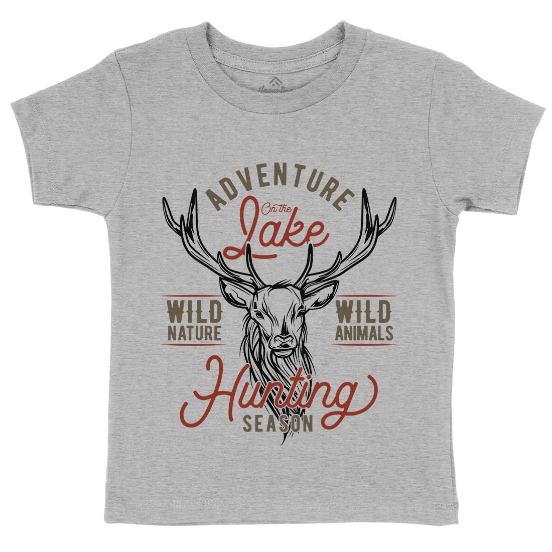 Deer Hunt Kids Organic Crew Neck T-Shirt Animals B825