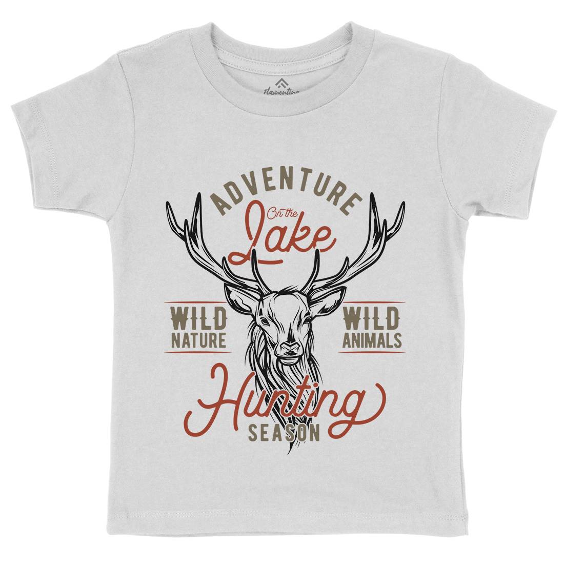Deer Hunt Kids Organic Crew Neck T-Shirt Animals B825