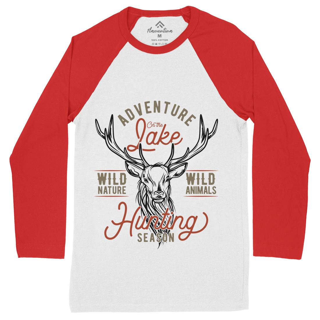 Deer Hunt Mens Long Sleeve Baseball T-Shirt Animals B825