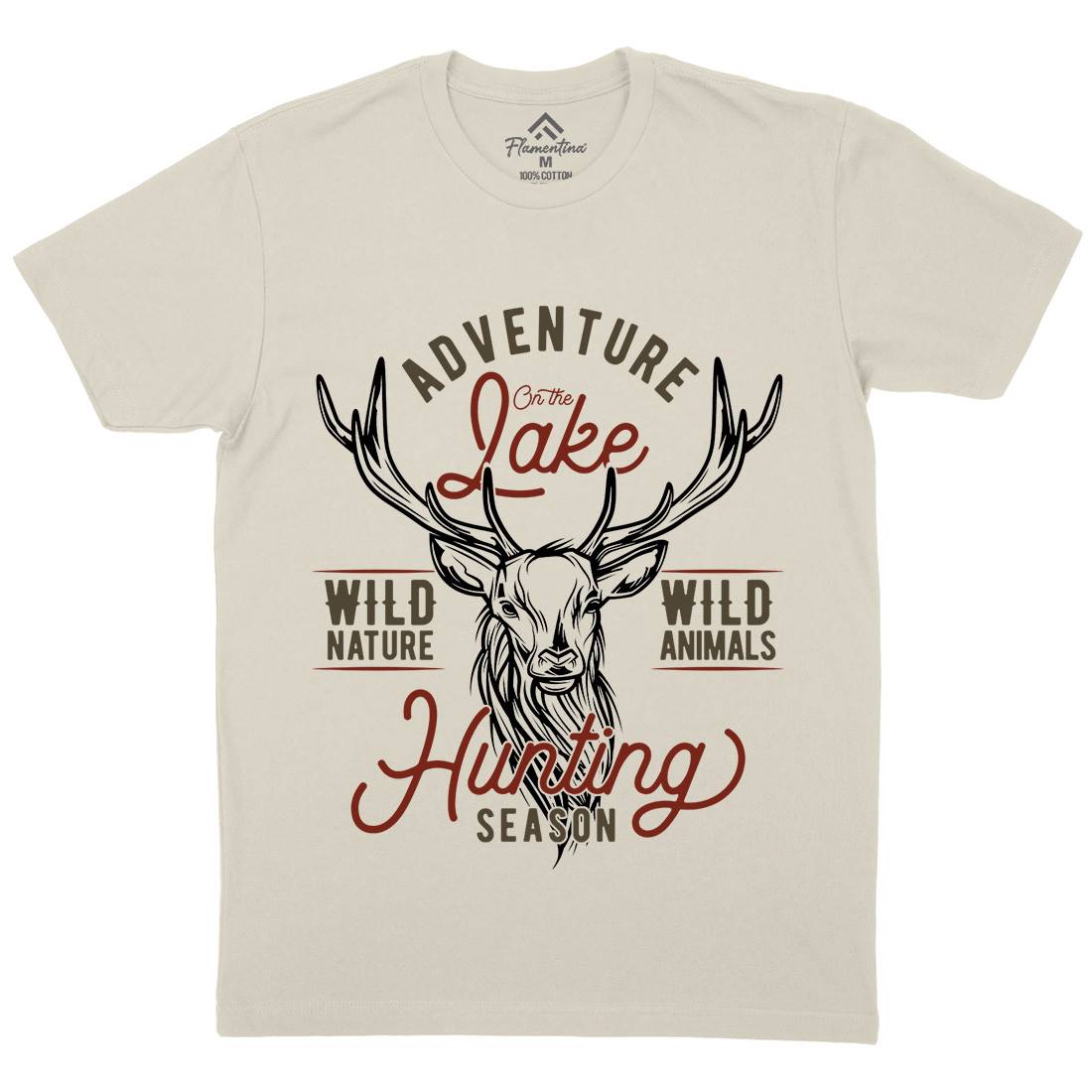 Deer Hunt Mens Organic Crew Neck T-Shirt Animals B825