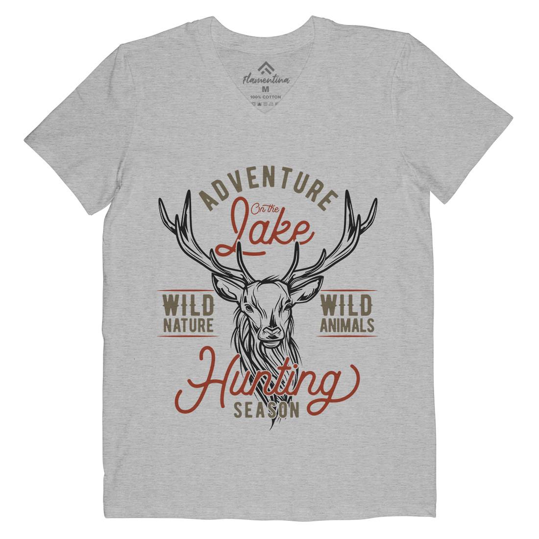 Deer Hunt Mens V-Neck T-Shirt Animals B825