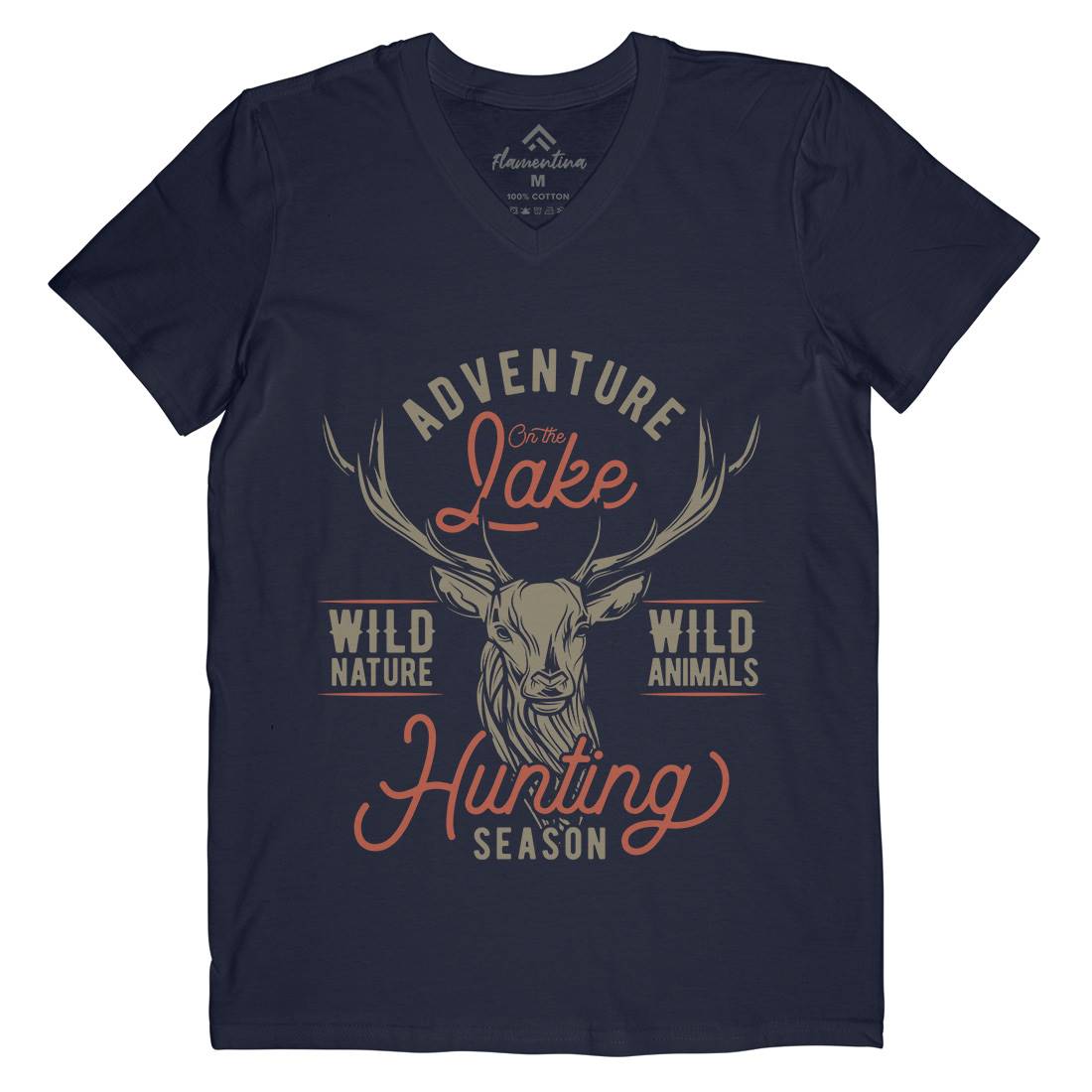 Deer Hunt Mens Organic V-Neck T-Shirt Animals B825