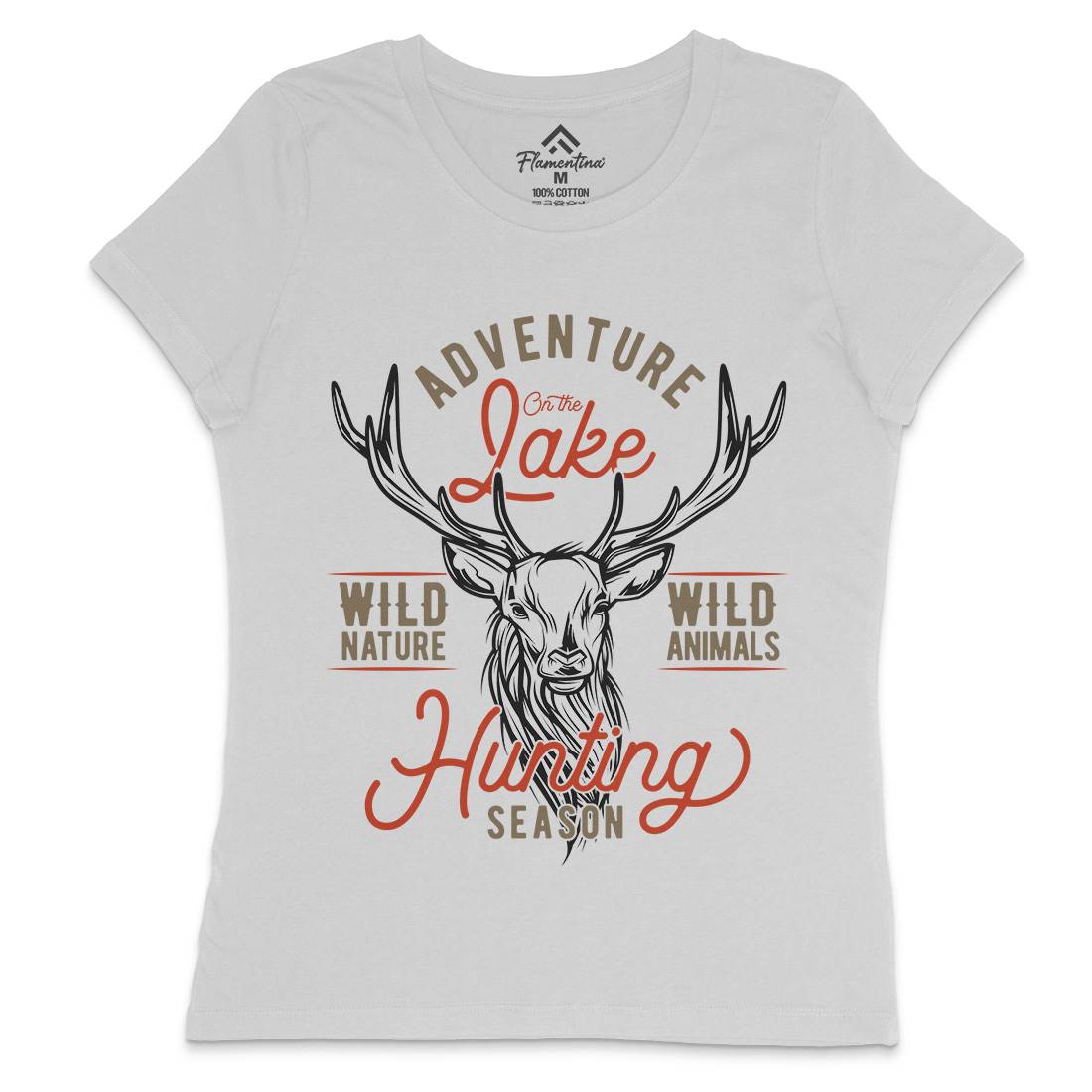 Deer Hunt Womens Crew Neck T-Shirt Animals B825