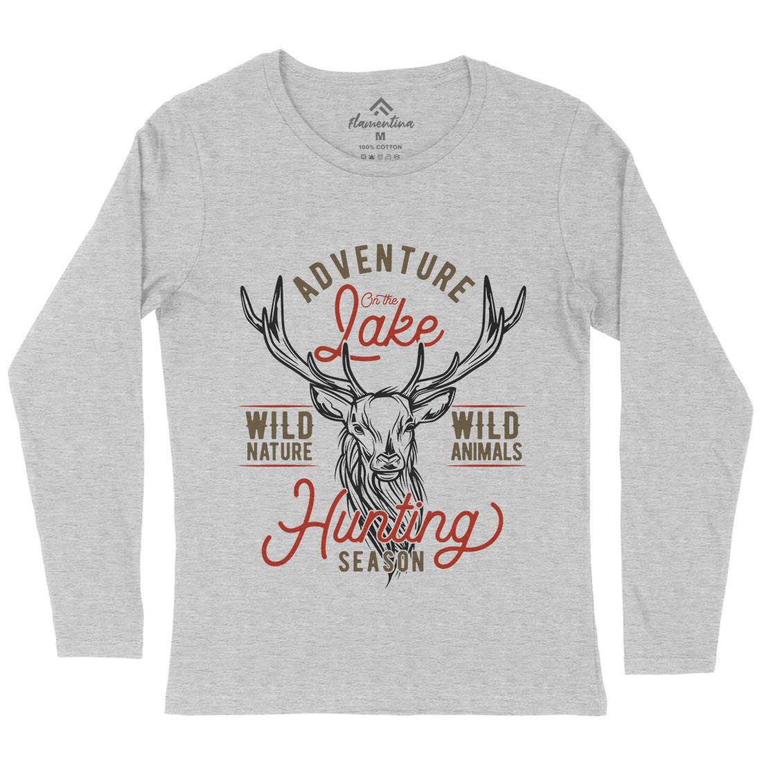 Deer Hunt Womens Long Sleeve T-Shirt Animals B825