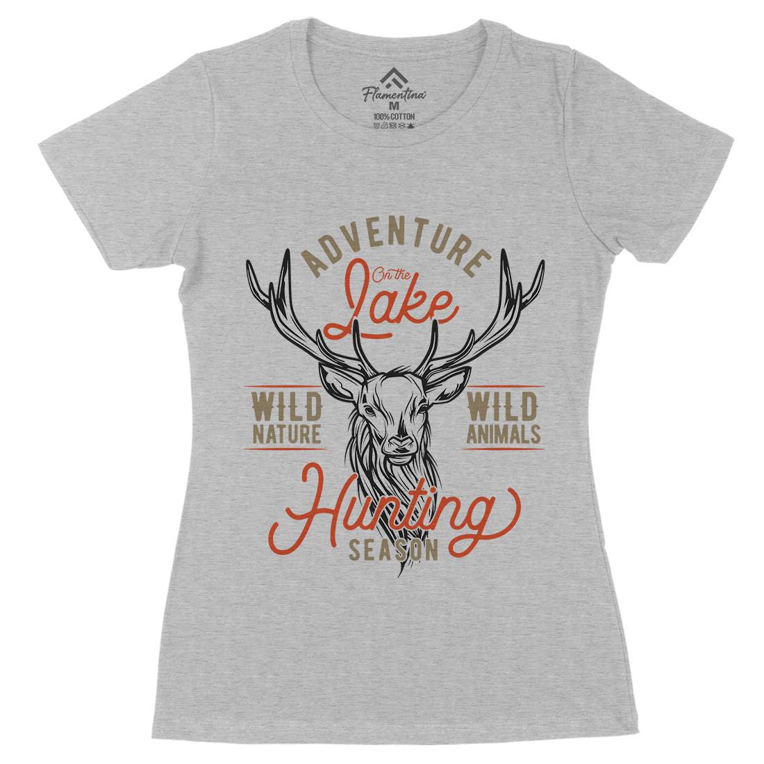 Deer Hunt Womens Organic Crew Neck T-Shirt Animals B825