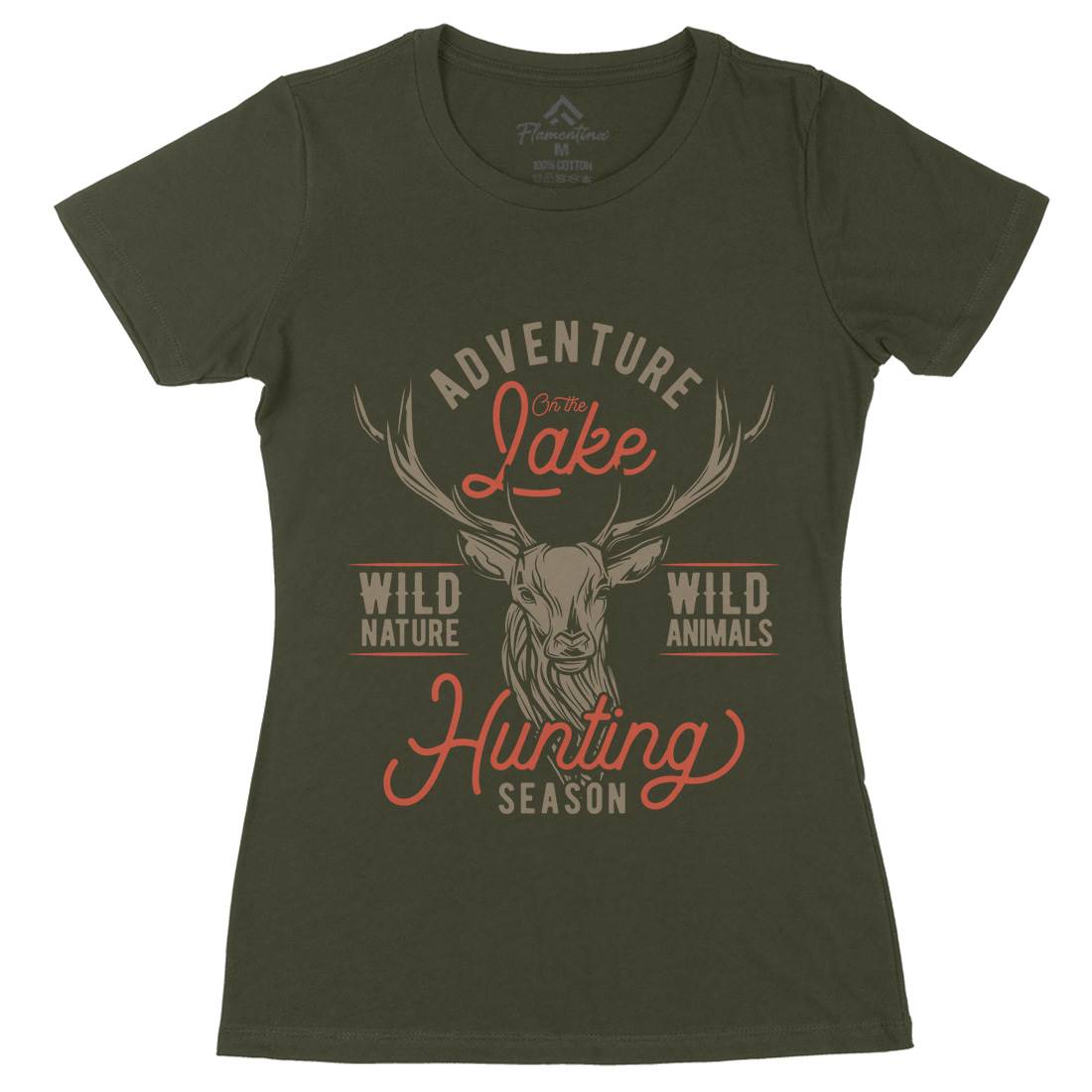Deer Hunt Womens Organic Crew Neck T-Shirt Animals B825