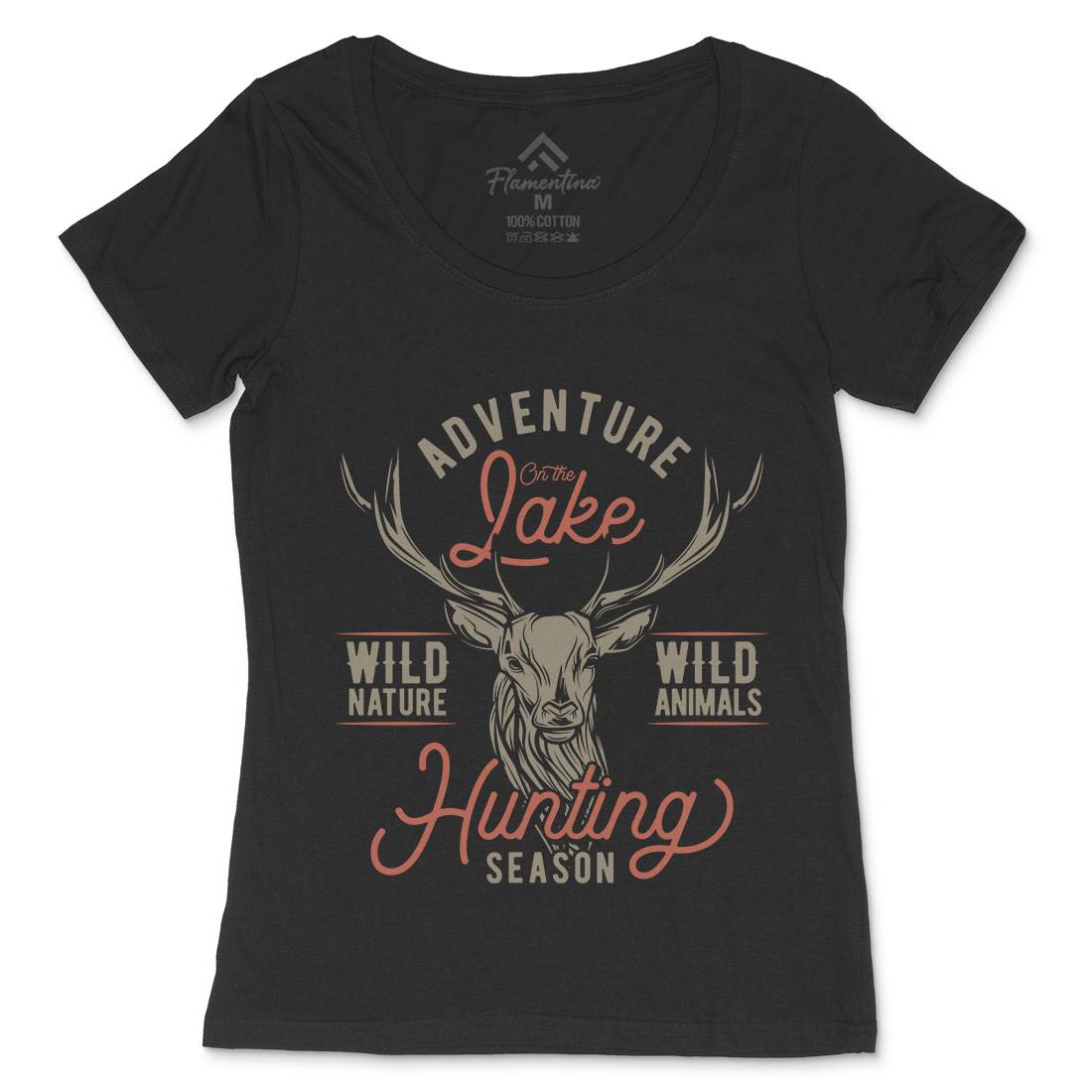 Deer Hunt Womens Scoop Neck T-Shirt Animals B825