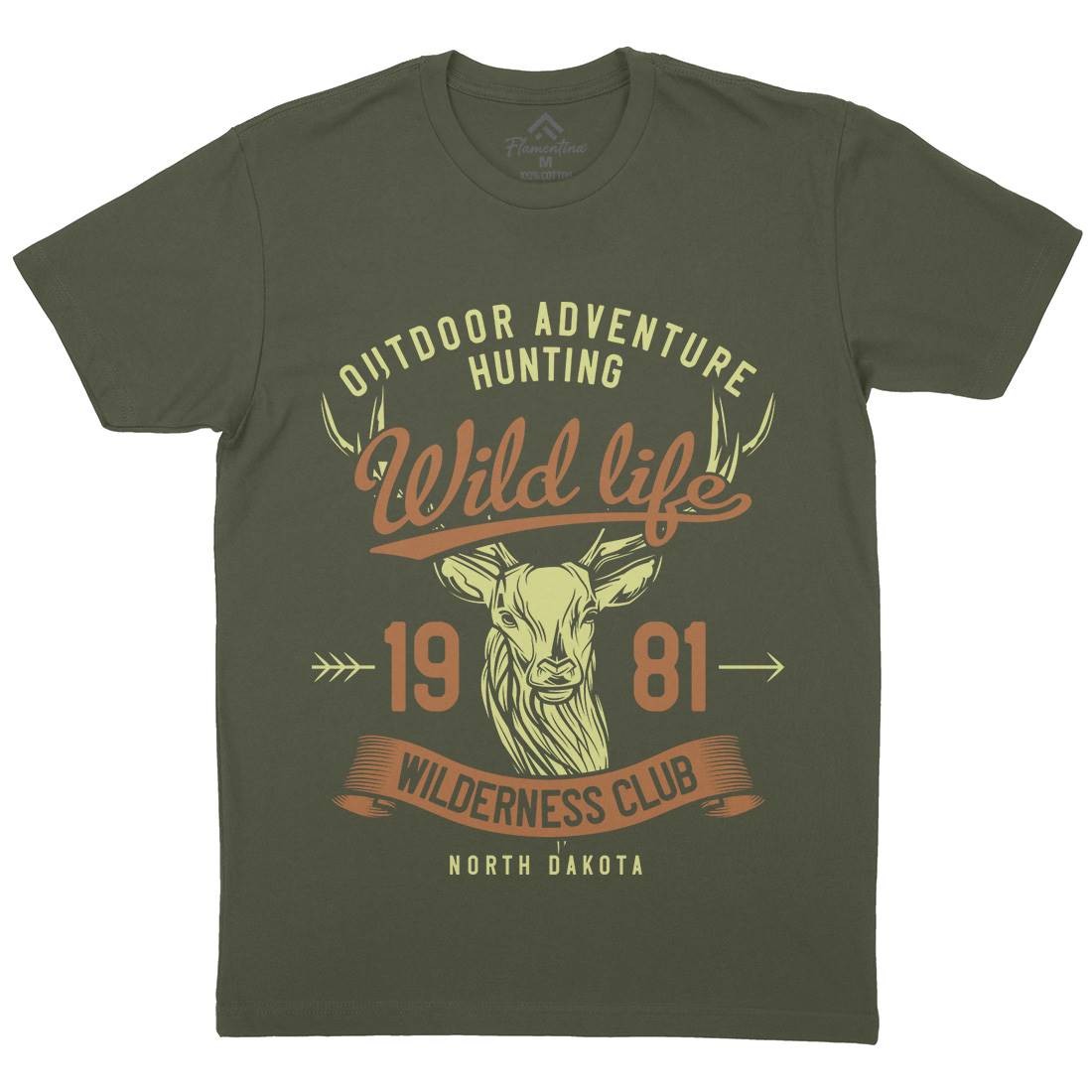 Deer Hunt Mens Crew Neck T-Shirt Animals B826