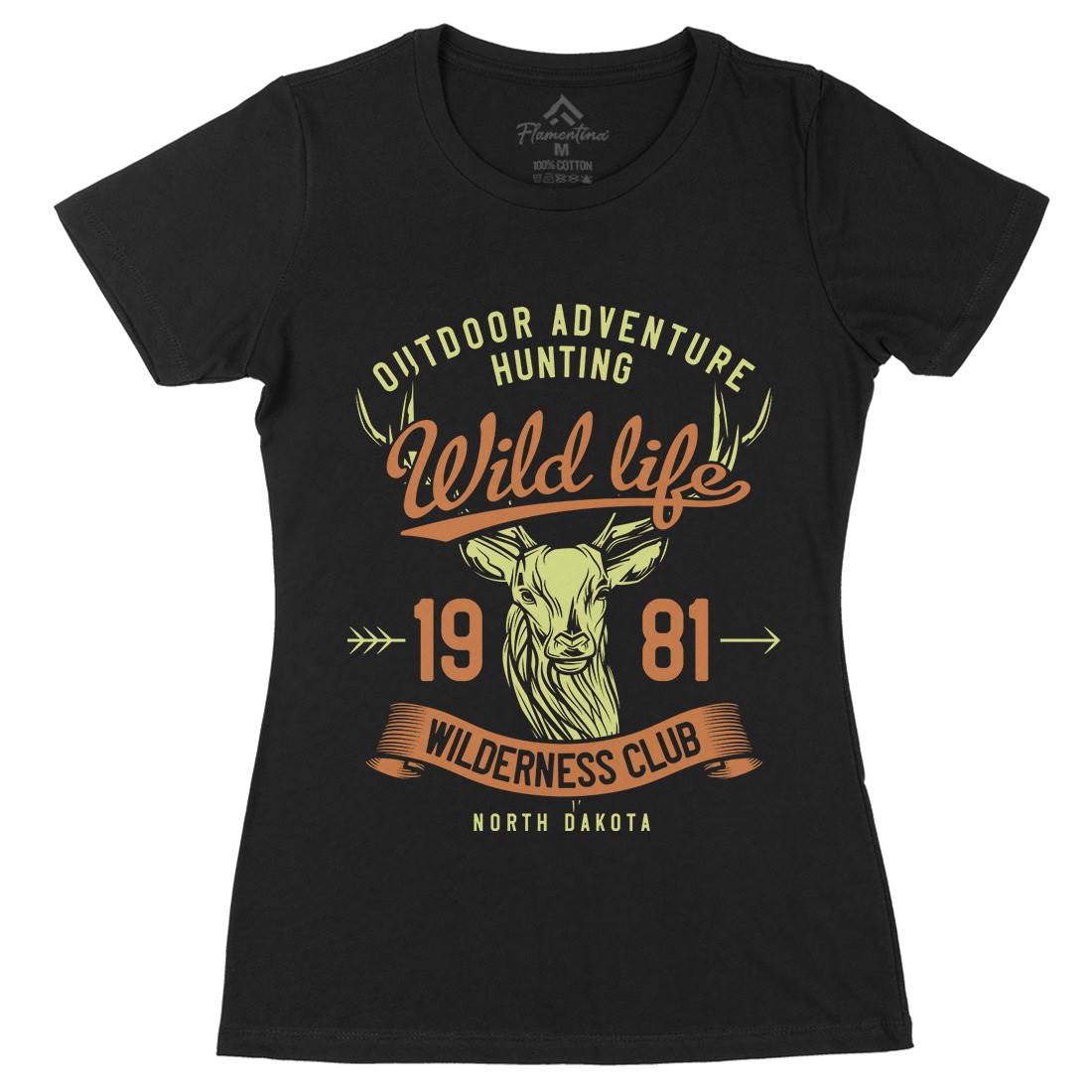 Deer Hunt Womens Organic Crew Neck T-Shirt Animals B826