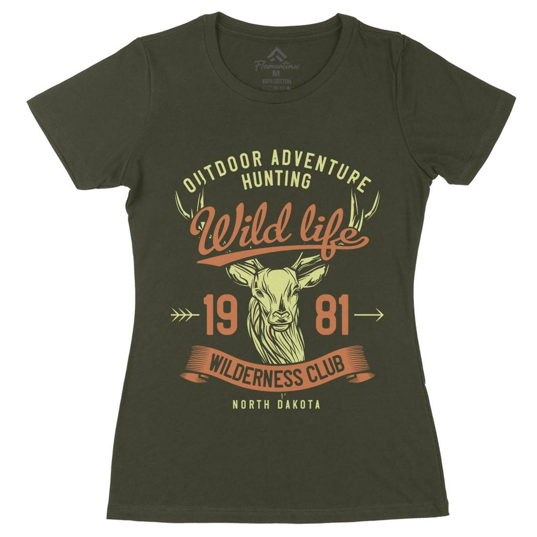 Deer Hunt Womens Organic Crew Neck T-Shirt Animals B826