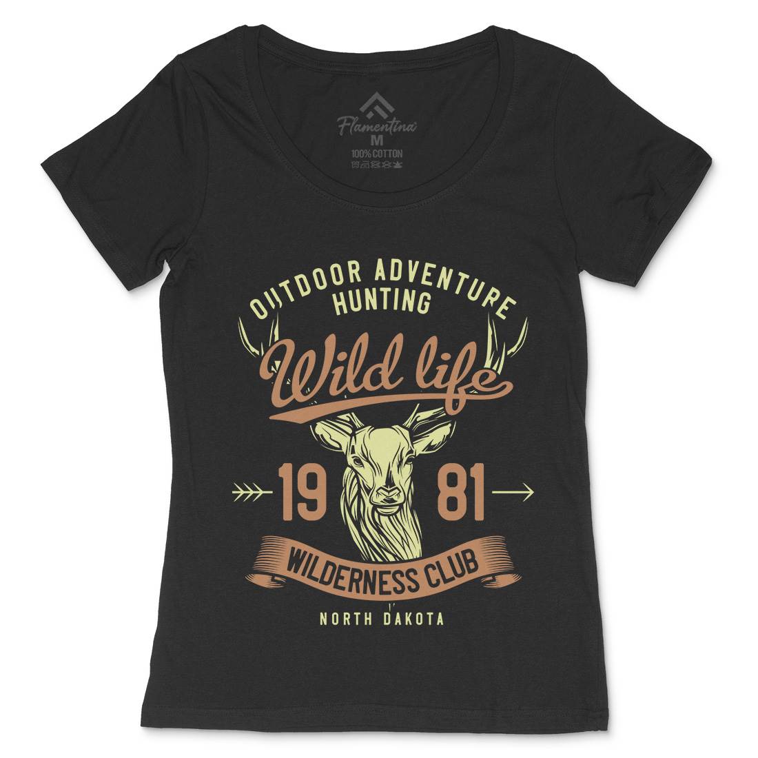 Deer Hunt Womens Scoop Neck T-Shirt Animals B826