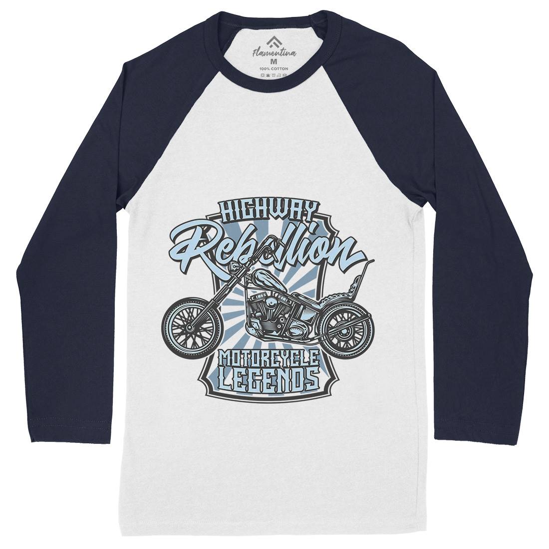 Rebellion Mens Long Sleeve Baseball T-Shirt Motorcycles B827