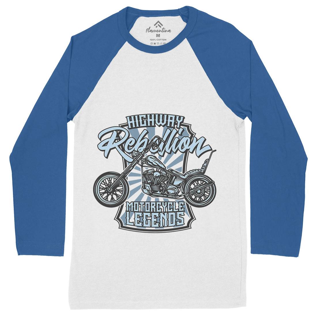 Rebellion Mens Long Sleeve Baseball T-Shirt Motorcycles B827