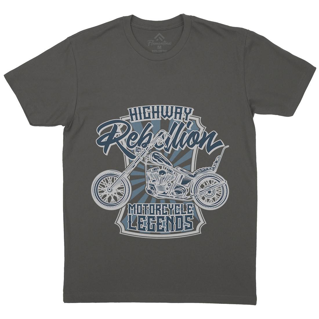Rebellion Mens Organic Crew Neck T-Shirt Motorcycles B827