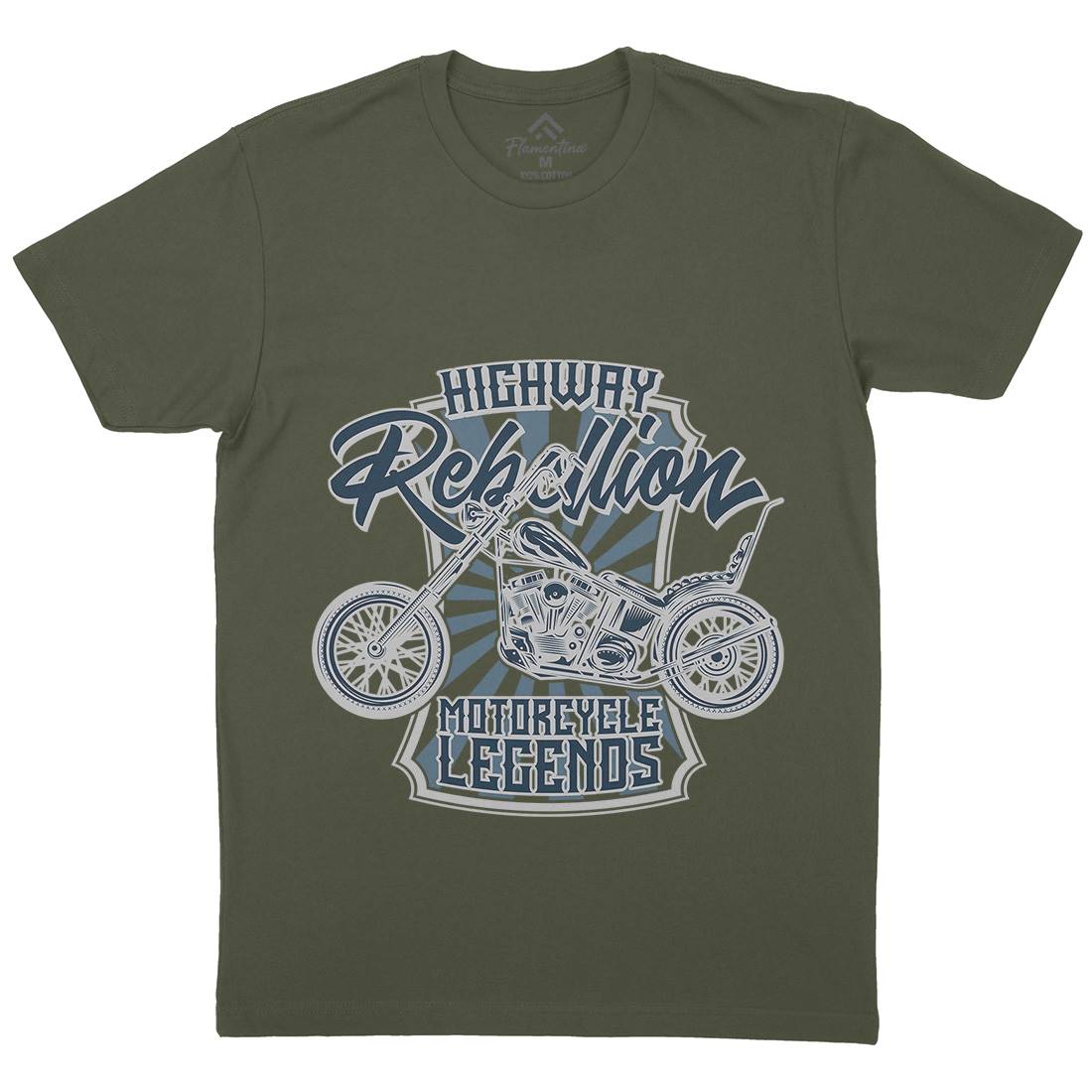 Rebellion Mens Crew Neck T-Shirt Motorcycles B827