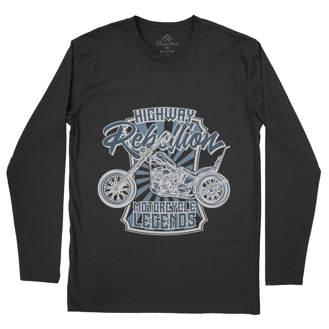Rebellion Mens Long Sleeve T-Shirt Motorcycles B827