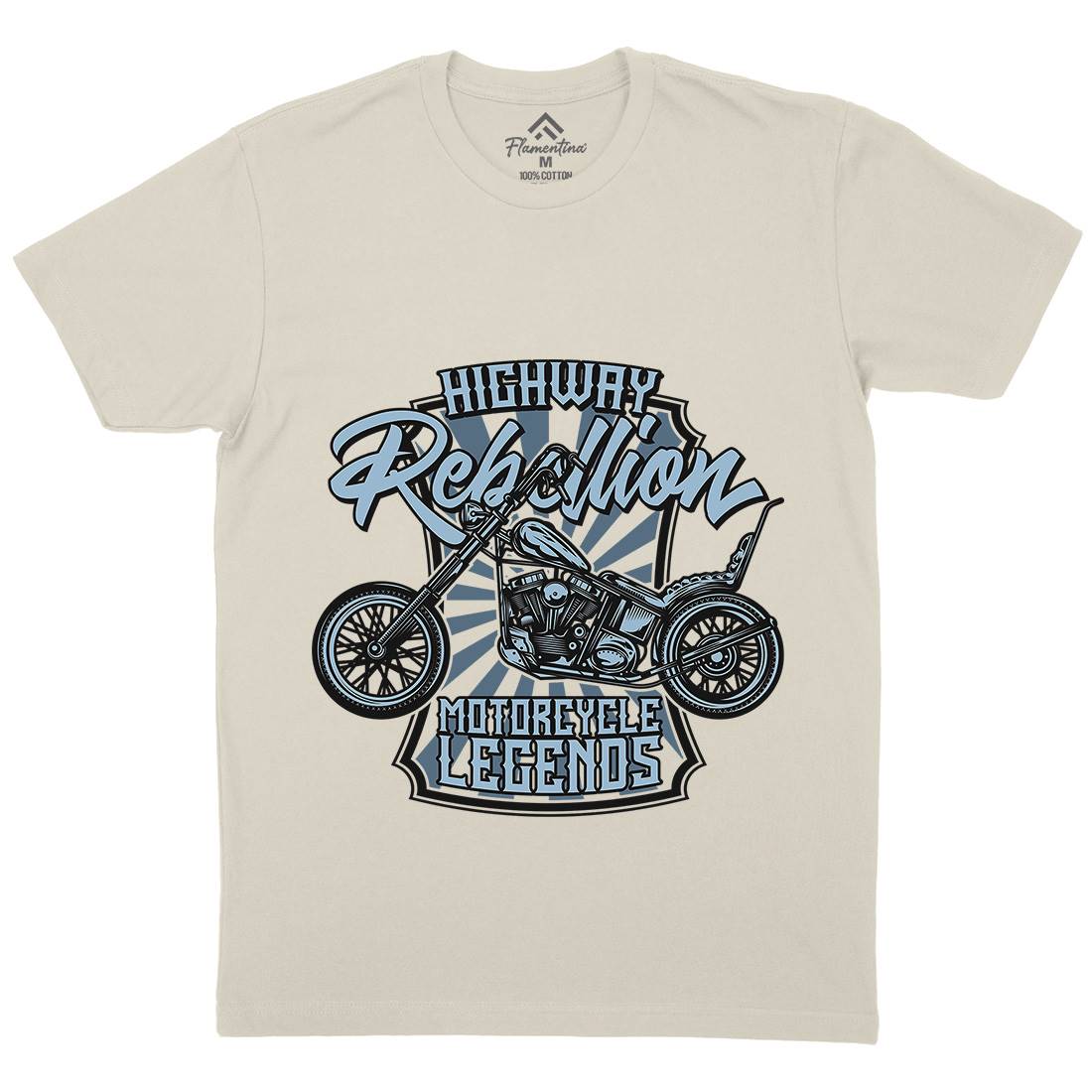 Rebellion Mens Organic Crew Neck T-Shirt Motorcycles B827