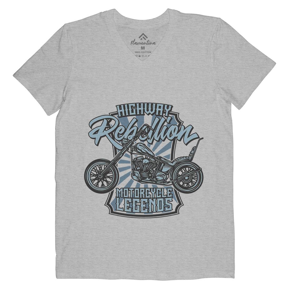 Rebellion Mens Organic V-Neck T-Shirt Motorcycles B827
