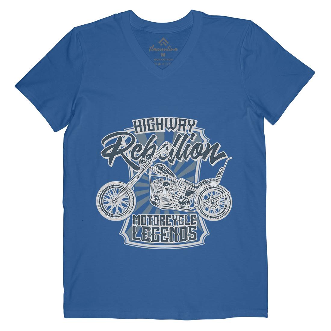Rebellion Mens V-Neck T-Shirt Motorcycles B827