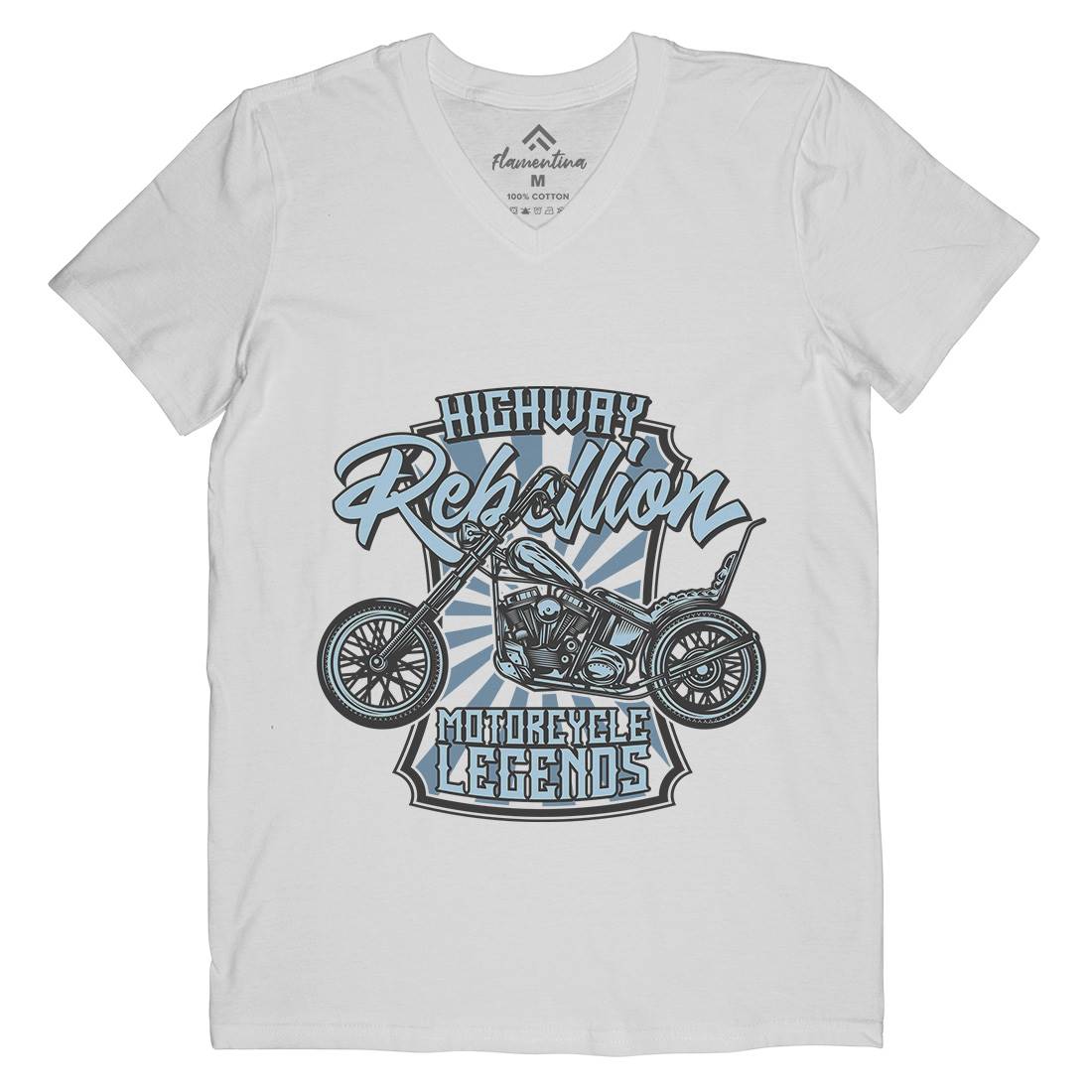 Rebellion Mens V-Neck T-Shirt Motorcycles B827