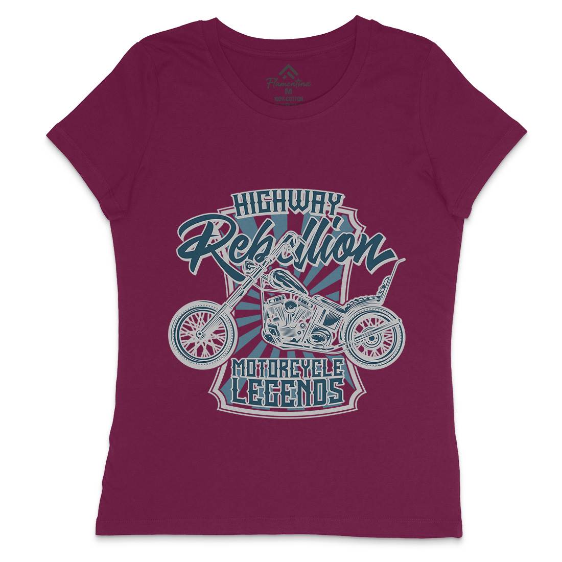 Rebellion Womens Crew Neck T-Shirt Motorcycles B827