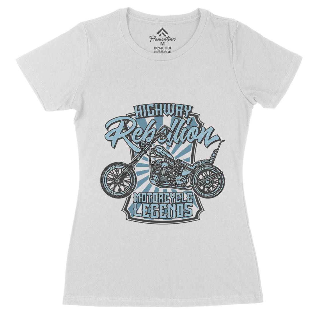 Rebellion Womens Organic Crew Neck T-Shirt Motorcycles B827