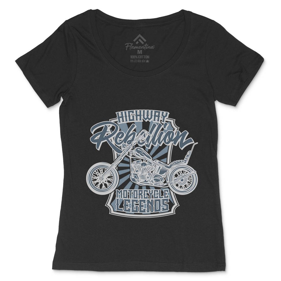 Rebellion Womens Scoop Neck T-Shirt Motorcycles B827