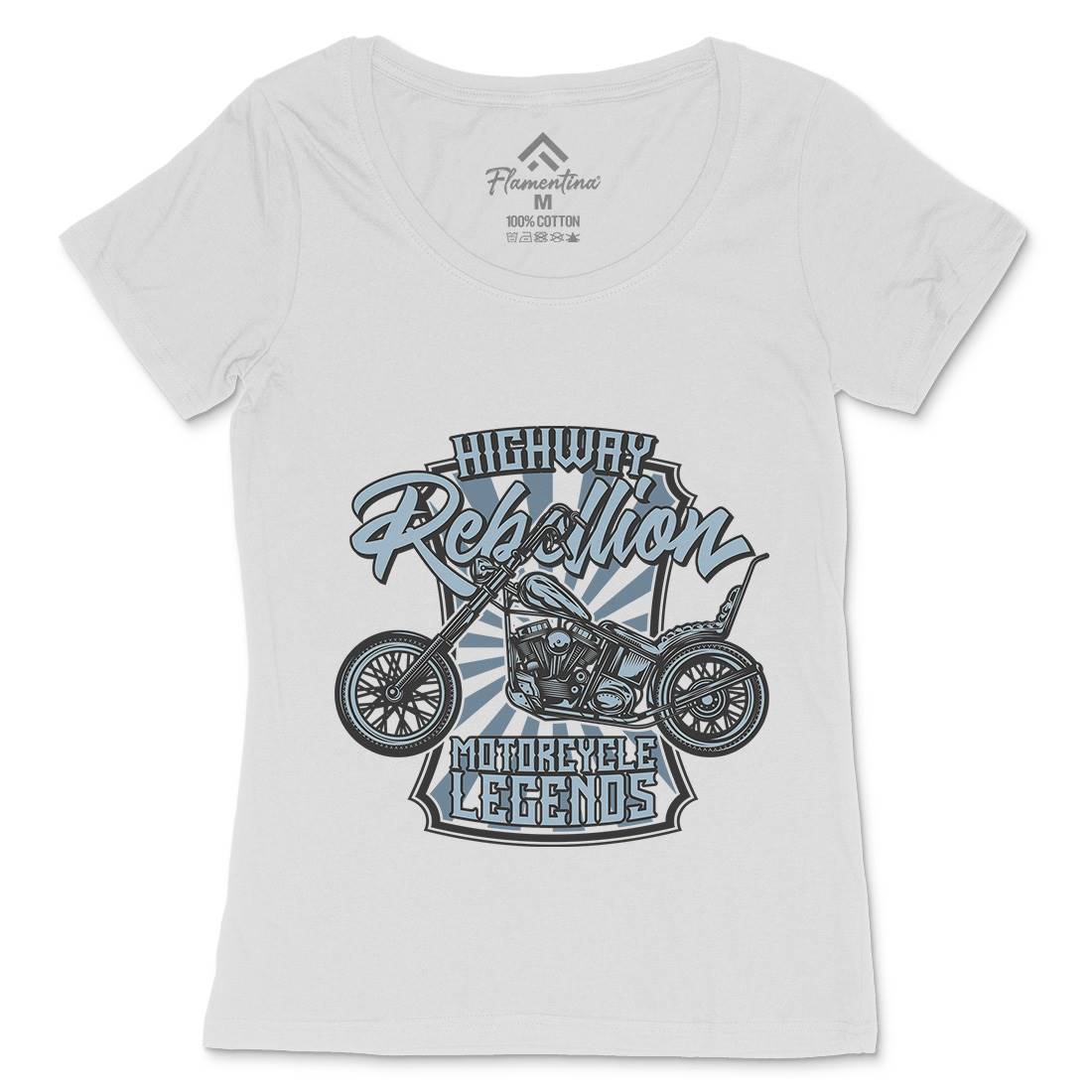 Rebellion Womens Scoop Neck T-Shirt Motorcycles B827