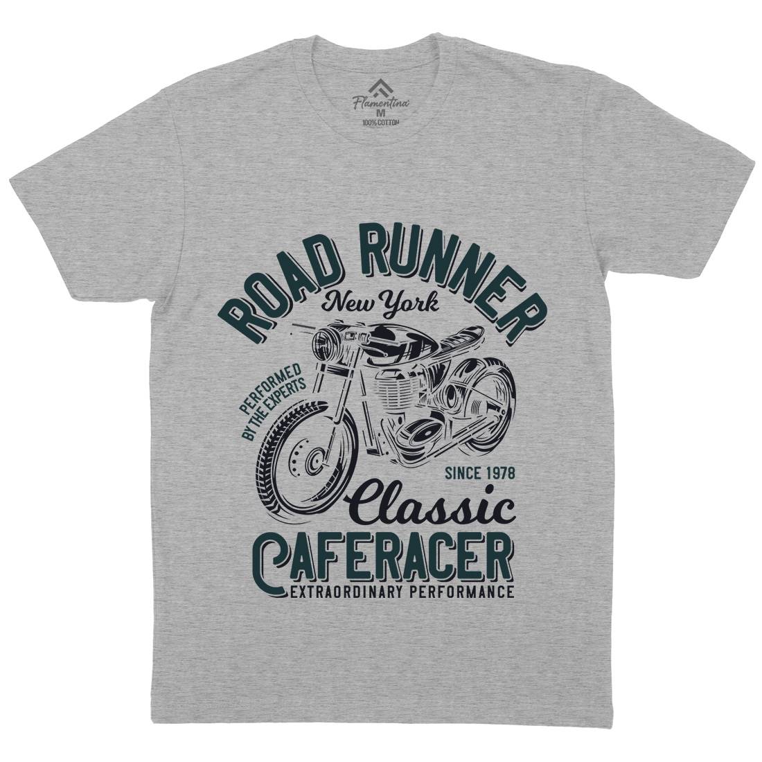 Road Runner Mens Organic Crew Neck T-Shirt Motorcycles B829