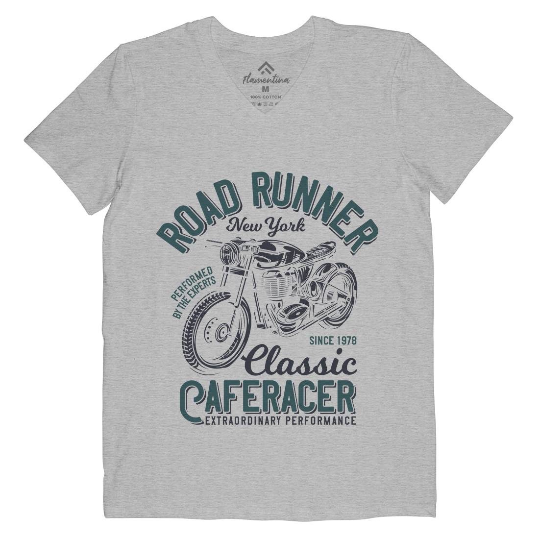 Road Runner Mens Organic V-Neck T-Shirt Motorcycles B829