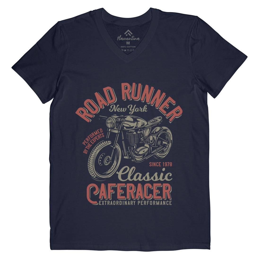 Road Runner Mens Organic V-Neck T-Shirt Motorcycles B829