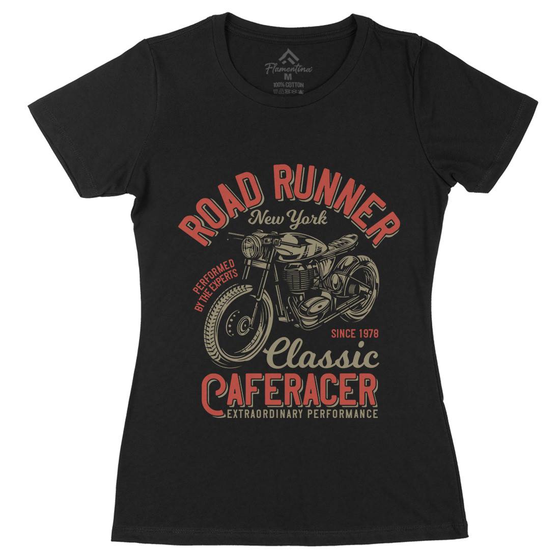 Road Runner Womens Organic Crew Neck T-Shirt Motorcycles B829